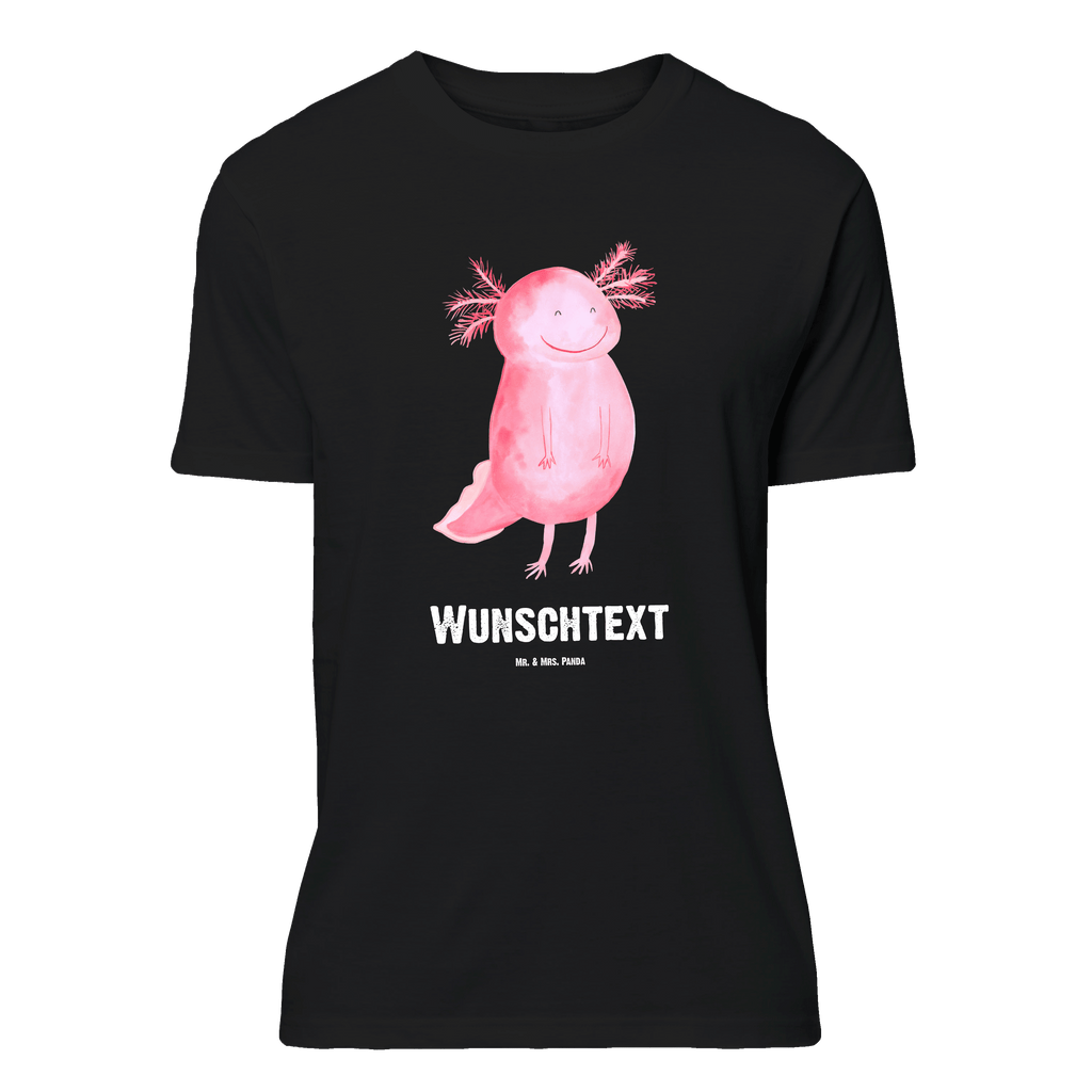 Personalisiertes T-Shirt Axolotl glücklich T-Shirt Personalisiert, T-Shirt mit Namen, T-Shirt mit Aufruck, Männer, Frauen, Wunschtext, Bedrucken, Axolotl, Molch, Axolot, Schwanzlurch, Lurch, Lurche, Motivation, gute Laune