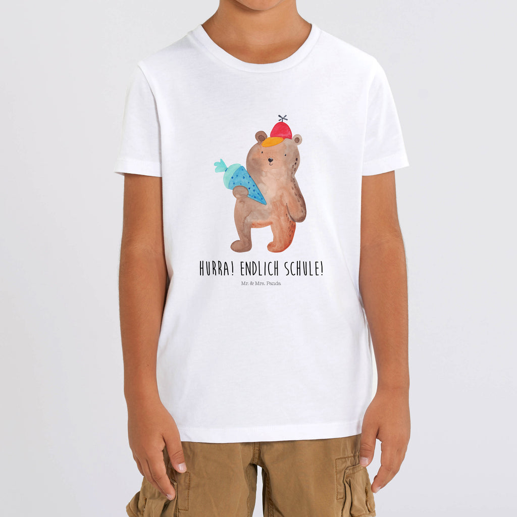 Organic Kinder T-Shirt Bär Schultüte Kinder T-Shirt, Kinder T-Shirt Mädchen, Kinder T-Shirt Jungen, Bär, Teddy, Teddybär, Bär Motiv, Schultüte, Erster Schultag Geschenk, Einschulung Geschenk, Schule Geschenk, Grundschule, Schulanfang, Schulbeginn