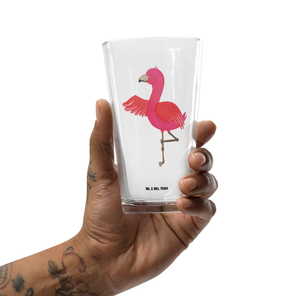 Premium Trinkglas Flamingo Yoga Trinkglas, Glas, Pint Glas, Bierglas, Cocktail Glas, Wasserglas, Flamingo, Vogel, Yoga, Namaste, Achtsamkeit, Yoga-Übung, Entspannung, Ärger, Aufregen, Tiefenentspannung