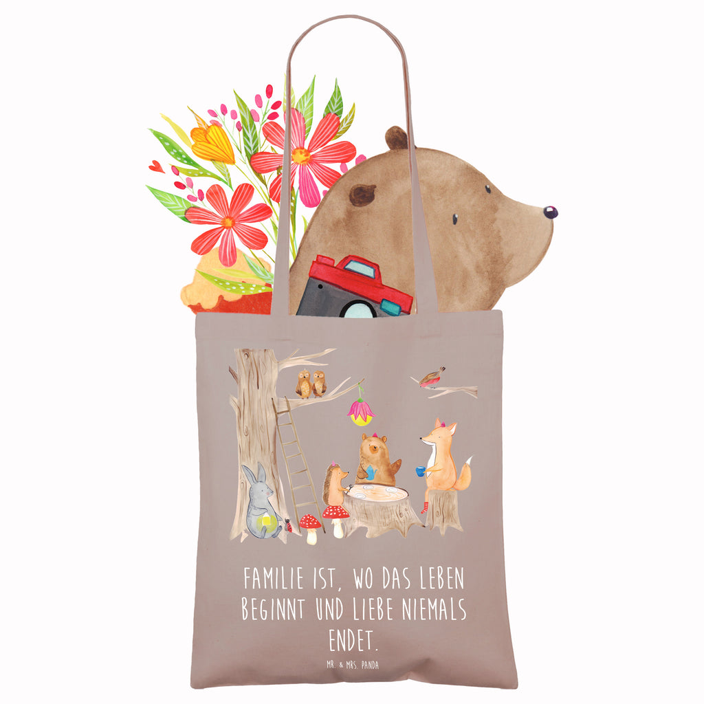 Tragetasche Waldtiere Picknick Beuteltasche, Beutel, Einkaufstasche, Jutebeutel, Stoffbeutel, Tiermotive, Gute Laune, lustige Sprüche, Tiere, Waldtiere, Picknick, Wald, Fuchs, Hase, Igel, Maus, Eichhörnchen