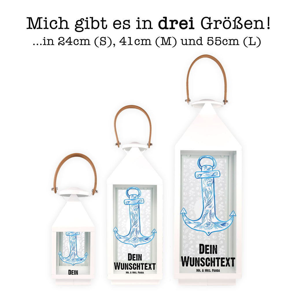 Personalisierte Deko Laterne Anker Blau Gartenlampe, Gartenleuchte, Gartendekoration, Gartenlicht, Laterne kleine Laternen, XXL Laternen, Laterne groß, Tiermotive, Gute Laune, lustige Sprüche, Tiere