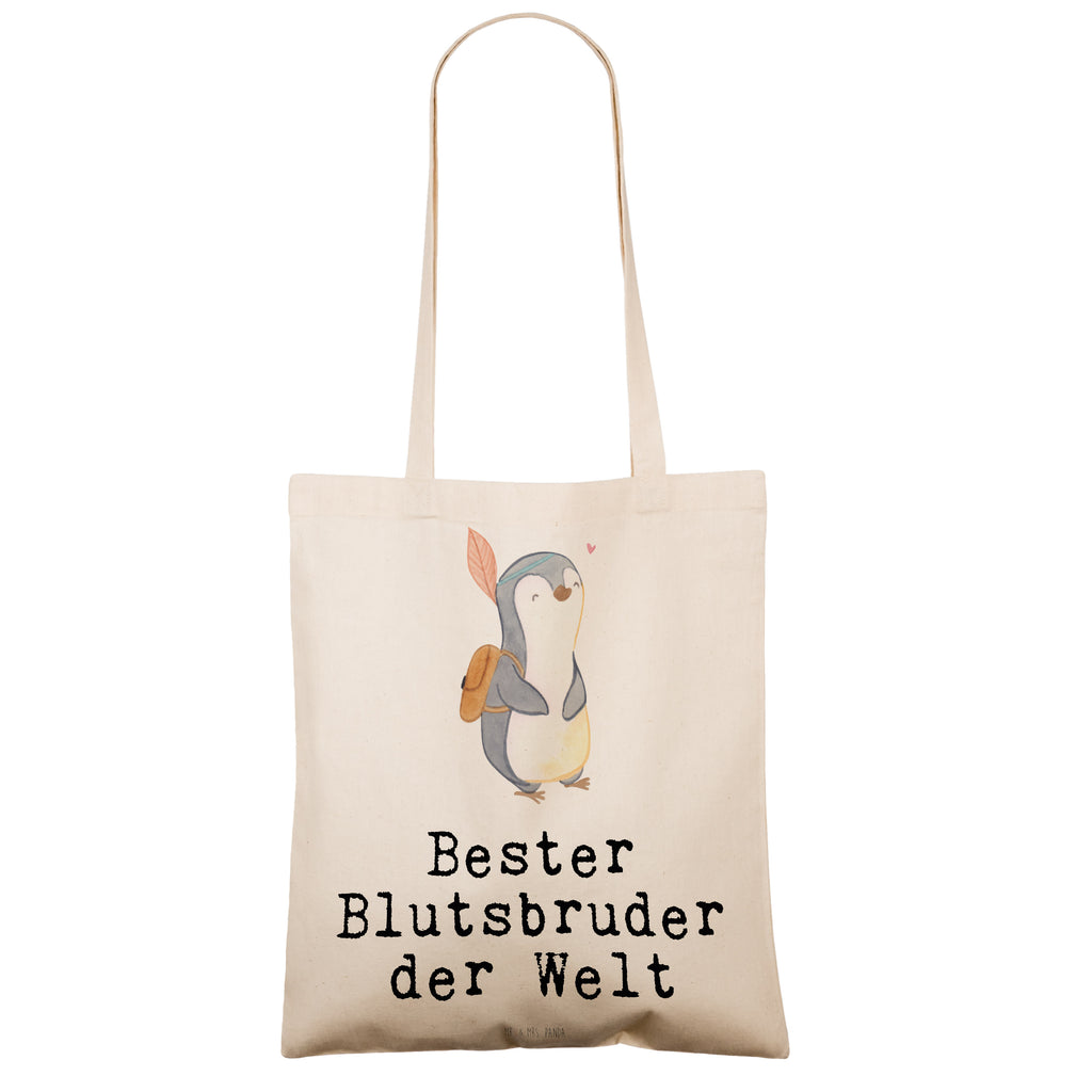 Tragetasche Pinguin Bester Blutsbruder der Welt Beuteltasche, Beutel, Einkaufstasche, Jutebeutel, Stoffbeutel, Tasche, Shopper, Umhängetasche, Strandtasche, Schultertasche, Stofftasche, Tragetasche, Badetasche, Jutetasche, Einkaufstüte, Laptoptasche, für, Dankeschön, Geschenk, Schenken, Geburtstag, Geburtstagsgeschenk, Geschenkidee, Danke, Bedanken, Mitbringsel, Freude machen, Geschenktipp, Abteilungsleiter, Leiter, Geschäftsführer, Vorgesetzter, Kollege, Arbeit, Büro, Abschiedsgeschenk, Ruhestand, Abschied, Chef