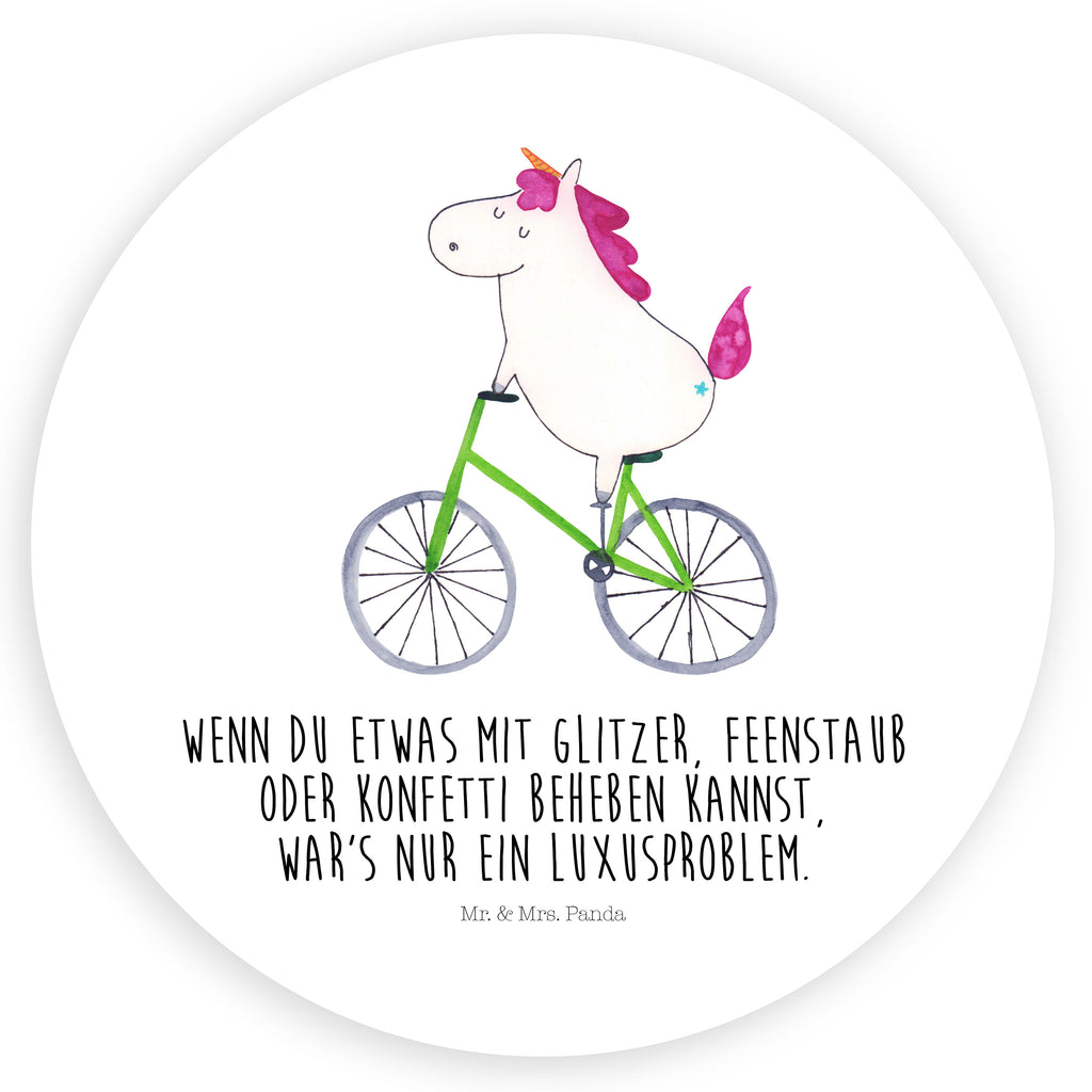 Rund Aufkleber Einhorn Radfahrer Sticker, Aufkleber, Etikett, Einhorn, Einhörner, Einhorn Deko, Pegasus, Unicorn, Radfahren, Radfahrer, Rad, Bike, Feenstaub, Konfetti, Luxusproblem, Kummer, Liebeskummer