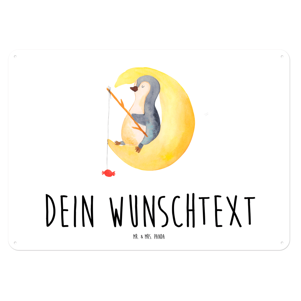 Personalisiertes Blechschild Pinguin Mond Blechschild, Metallschild, Geschenk Schild, Schild, Magnet-Metall-Schild, Deko Schild, Wandschild, Wand-Dekoration, Türschild, Pinguin, Pinguine, Spruch, schlafen, Nachtruhe, Einschlafen, Schlafzimmer, Schlafstörungen, Gästezimmer