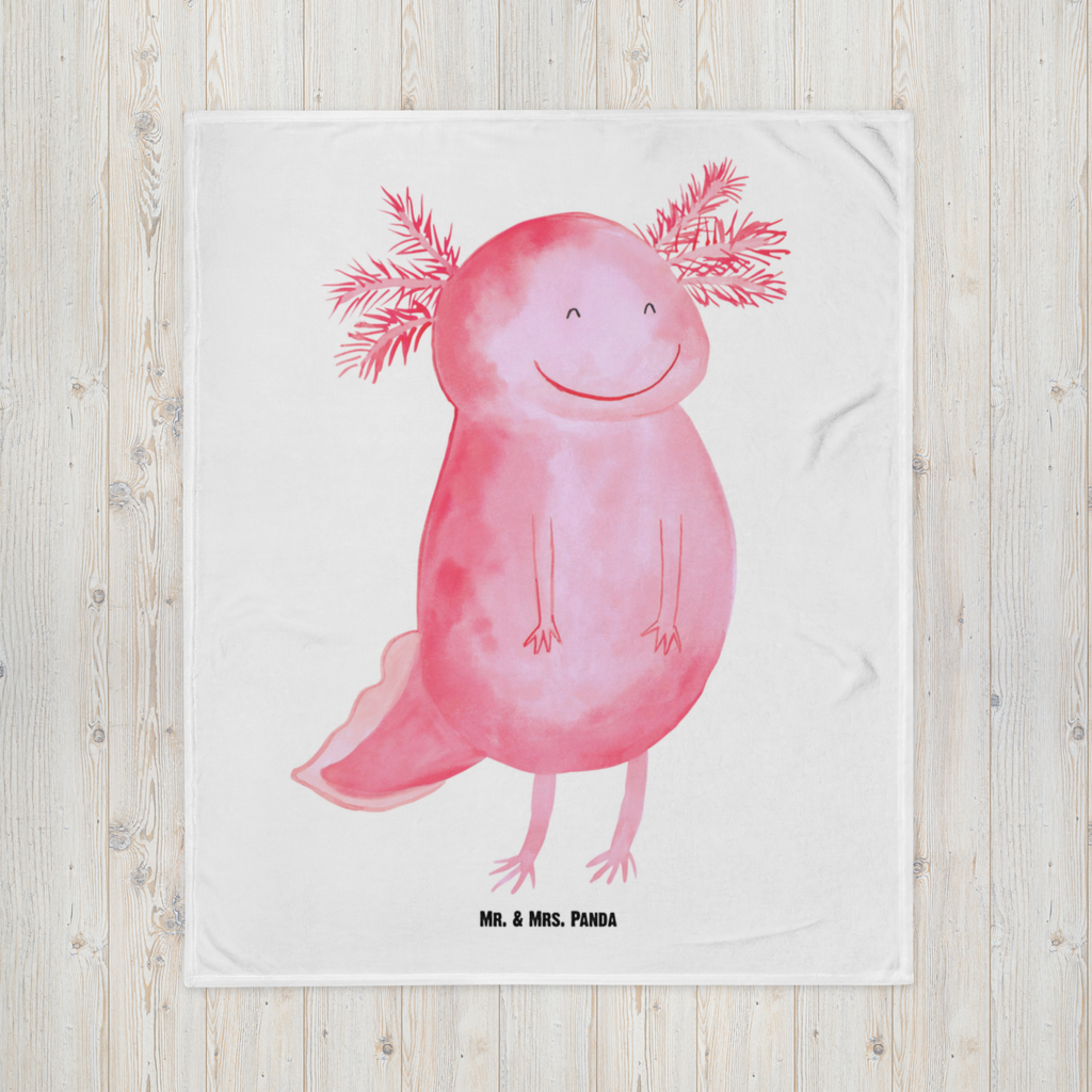 Kuscheldecke Axolotl Glücklich Decke, Wohndecke, Tagesdecke, Wolldecke, Sofadecke, Axolotl, Molch, Axolot, Schwanzlurch, Lurch, Lurche, Motivation, gute Laune