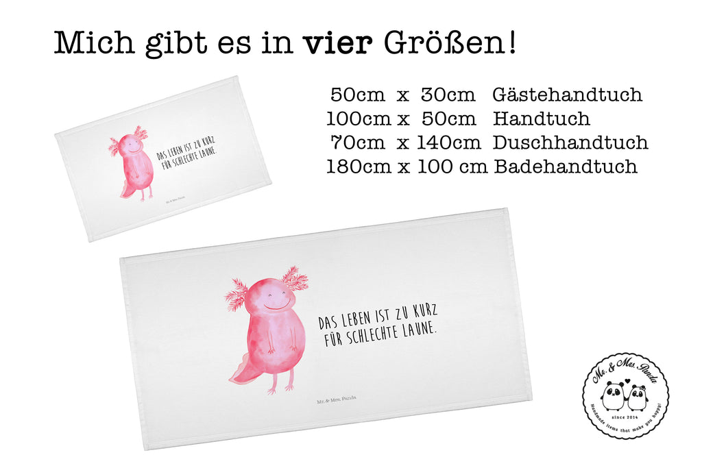 Handtuch Axolotl Glücklich Handtuch, Badehandtuch, Badezimmer, Handtücher, groß, Kinder, Baby, Axolotl, Molch, Axolot, Schwanzlurch, Lurch, Lurche, Motivation, gute Laune