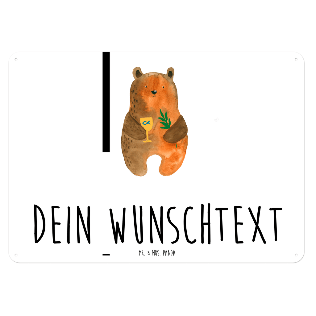 Personalisiertes Blechschild Bär Konfirmation Blechschild, Metallschild, Geschenk Schild, Schild, Magnet-Metall-Schild, Deko Schild, Wandschild, Wand-Dekoration, Türschild, Bär, Teddy, Teddybär, Konfirmation, Kirche, evangelisch, Gottesdienst