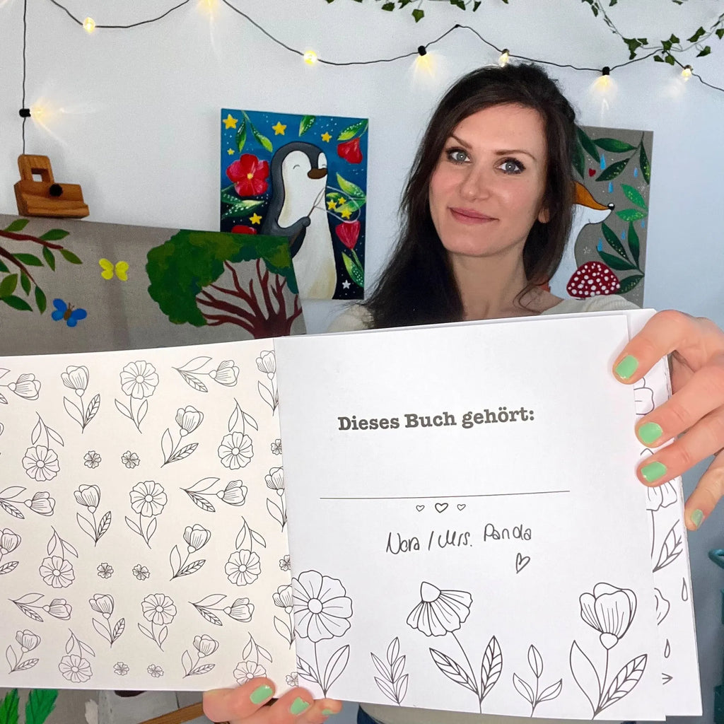 Malbuch Das Leben ist schön! mit Signatur von Mrs. Panda Ausmalbilder, Malvorlagen, Bilder zum Ausmalen, Malbuch Erwachsene, Ausmalbilder Kinder, Ausmalbuch, Tiermotive, Gute Laune, lustige Sprüche, Tiere