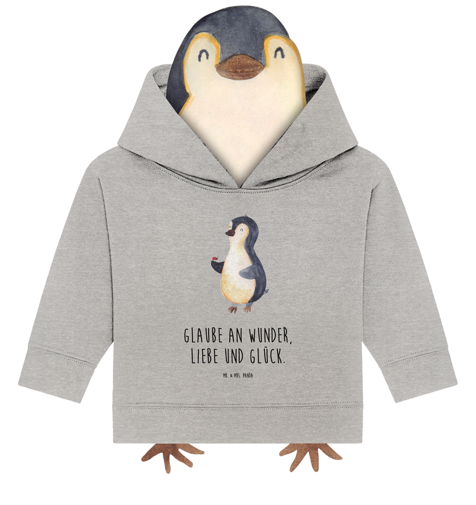 Organic Baby Hoodie Pinguin Marienkäfer Baby Kapuzenshirt, Baby Kapuzensweatshirt, Baby Hoodie, Baby Pullover, Pinguin, Pinguine, Marienkäfer, Liebe, Wunder, Glück, Freude, Lebensfreude