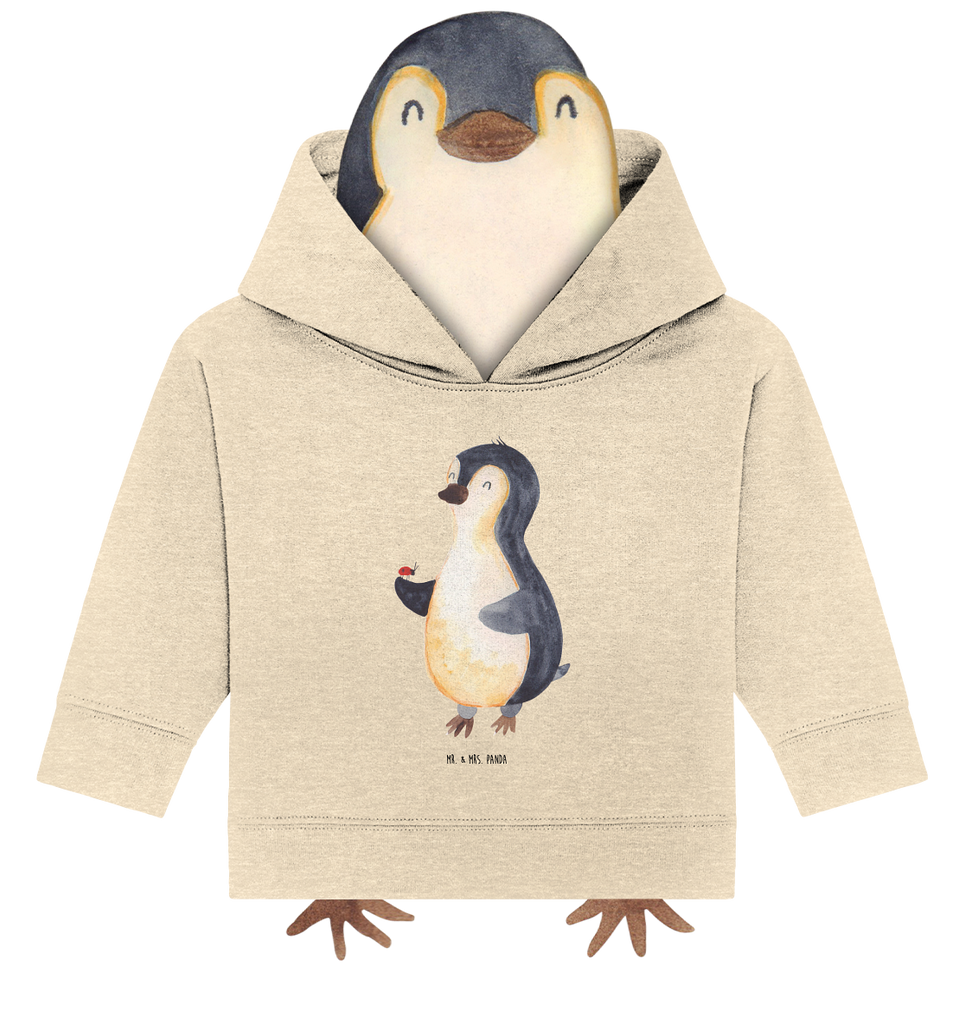 Organic Baby Hoodie Pinguin Marienkäfer Baby Kapuzenshirt, Baby Kapuzensweatshirt, Baby Hoodie, Baby Pullover, Pinguin, Pinguine, Marienkäfer, Liebe, Wunder, Glück, Freude, Lebensfreude