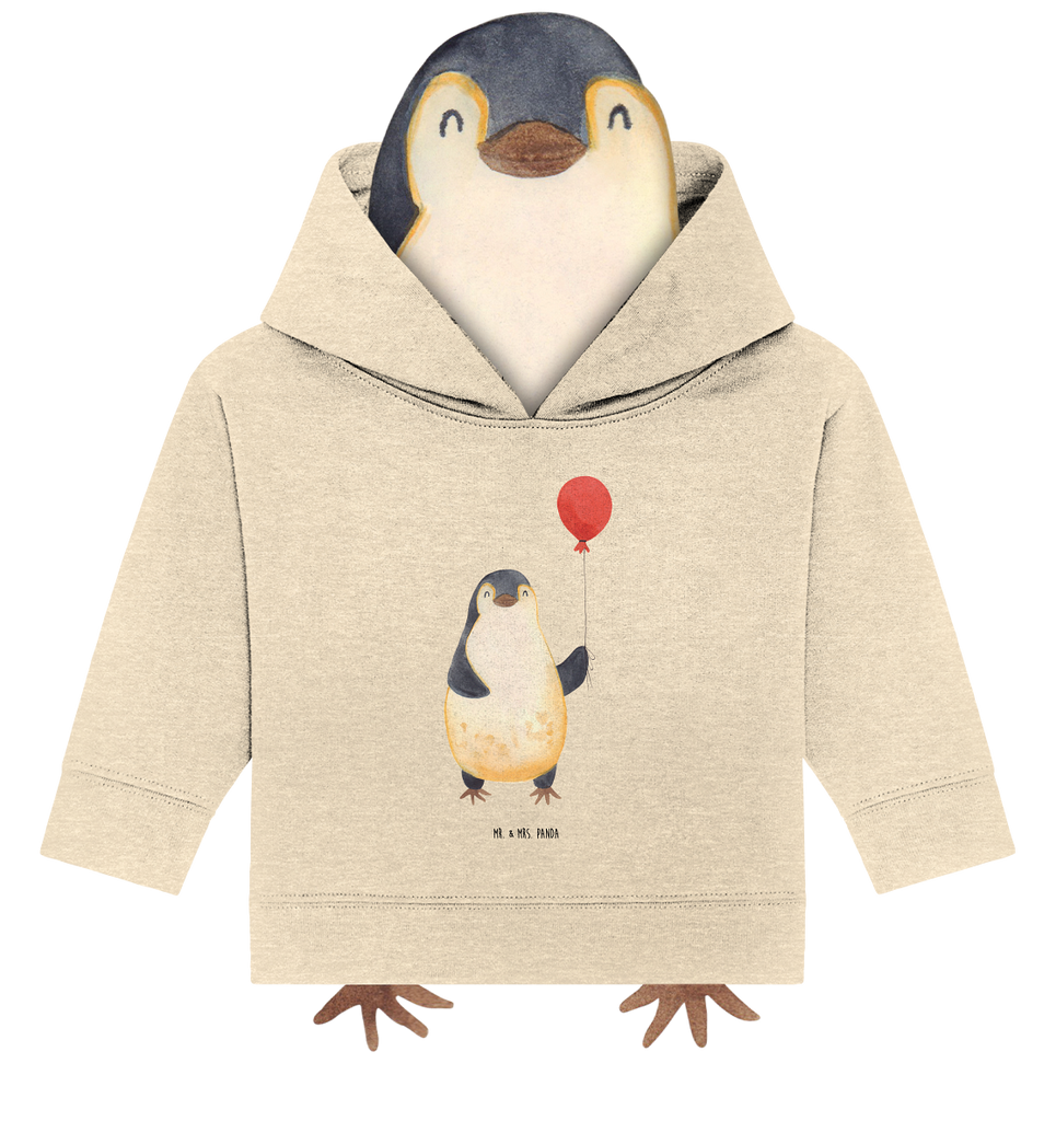 Organic Baby Hoodie Pinguin Luftballon Baby Kapuzenshirt, Baby Kapuzensweatshirt, Baby Hoodie, Baby Pullover, Pinguin, Pinguine, Luftballon, Tagträume, Lebenslust, Geschenk Freundin, Geschenkidee, beste Freundin, Motivation, Neustart, neues Leben, Liebe, Glück