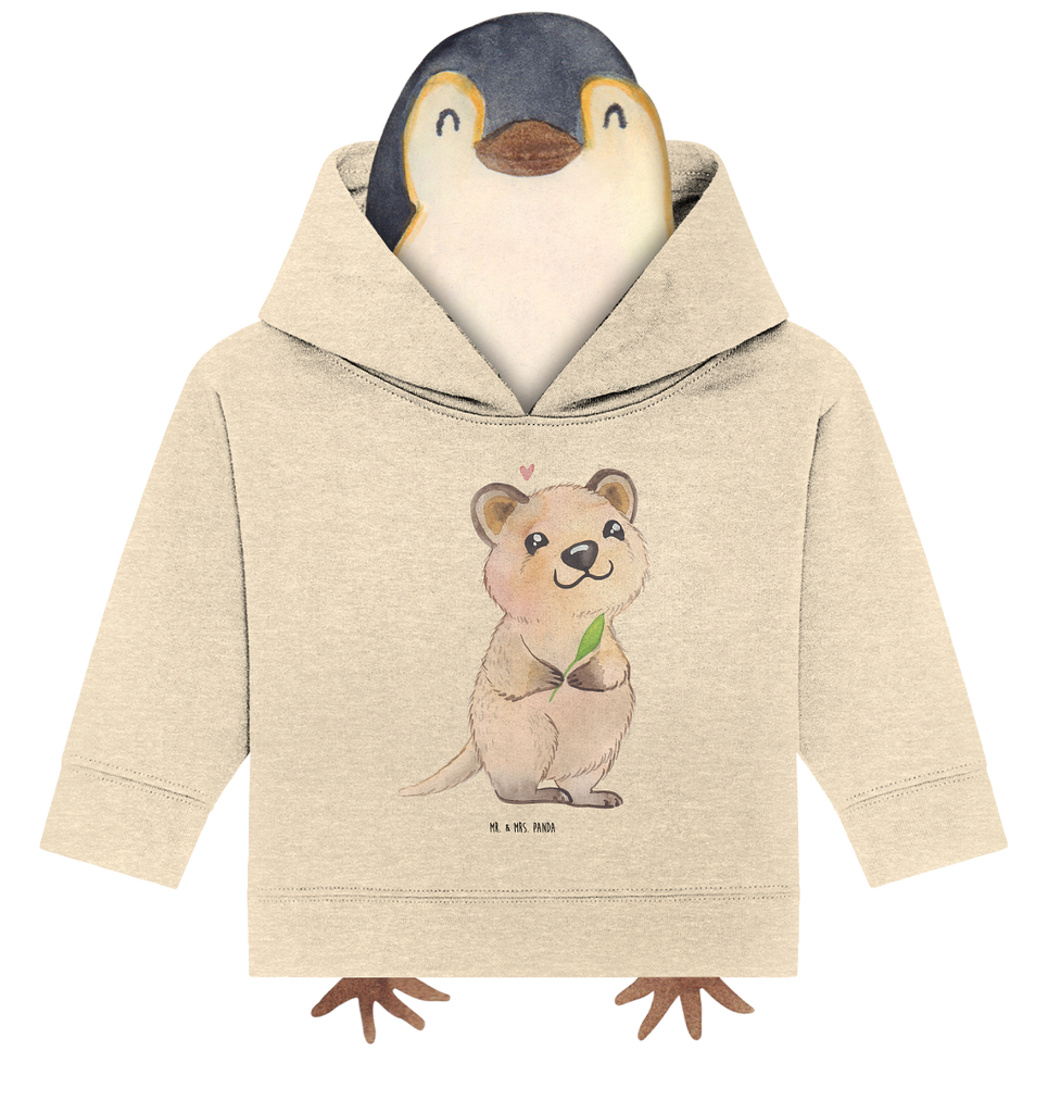 Organic Baby Hoodie Quokka Happy Baby Kapuzenshirt, Baby Kapuzensweatshirt, Baby Hoodie, Baby Pullover, Tiermotive, Gute Laune, lustige Sprüche, Tiere, Quokka, Verschieben, Aufschieberitis, Lustiger Spruch, Niedliches Tier, Dinge erledigen