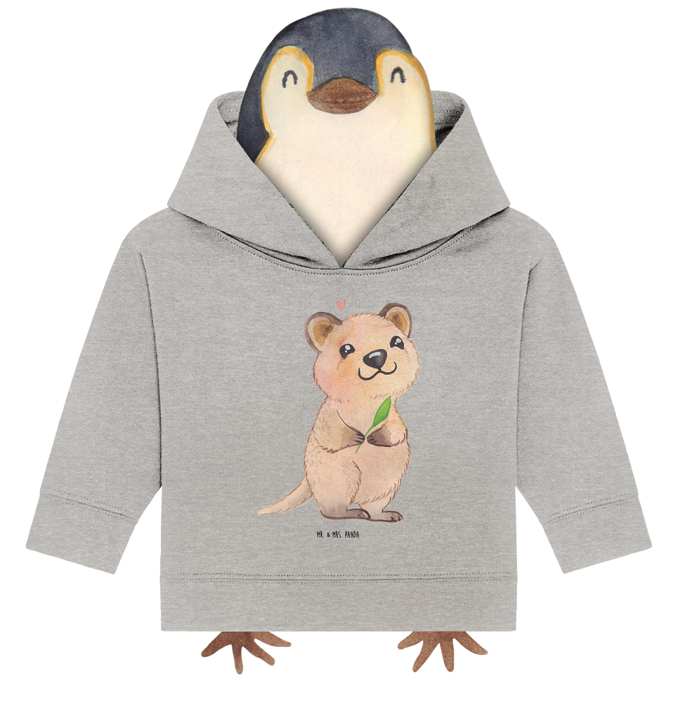 Organic Baby Hoodie Quokka Happy Baby Kapuzenshirt, Baby Kapuzensweatshirt, Baby Hoodie, Baby Pullover, Tiermotive, Gute Laune, lustige Sprüche, Tiere, Quokka, Verschieben, Aufschieberitis, Lustiger Spruch, Niedliches Tier, Dinge erledigen