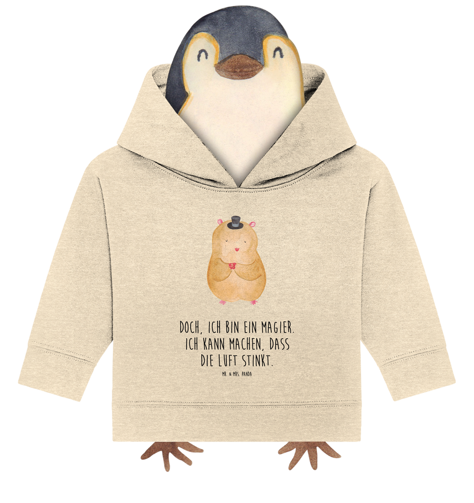 Organic Baby Hoodie Hamster Hut Baby Kapuzenshirt, Baby Kapuzensweatshirt, Baby Hoodie, Baby Pullover, Tiermotive, Gute Laune, lustige Sprüche, Tiere, Hamster, Hut, Magier, Zylinder, Zwerghamster, Zauberer