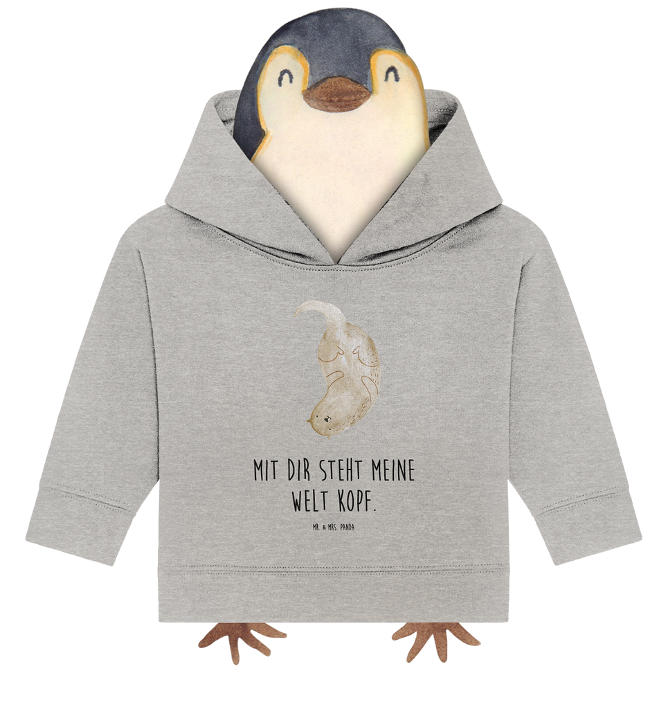 Organic Baby Hoodie Otter Kopfüber Baby Kapuzenshirt, Baby Kapuzensweatshirt, Baby Hoodie, Baby Pullover, Otter, Fischotter, Seeotter, Otter Seeotter See Otter