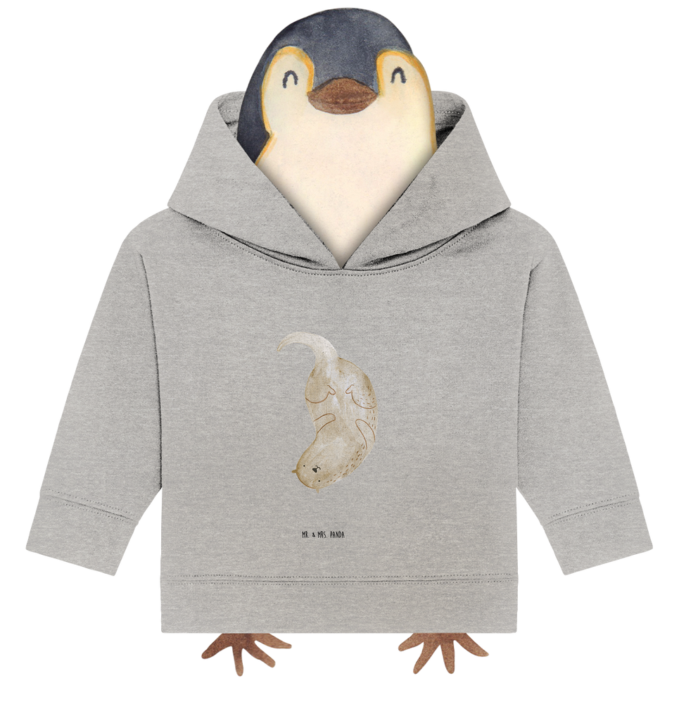 Organic Baby Hoodie Otter Kopfüber Baby Kapuzenshirt, Baby Kapuzensweatshirt, Baby Hoodie, Baby Pullover, Otter, Fischotter, Seeotter, Otter Seeotter See Otter