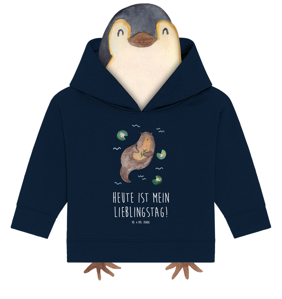 Organic Baby Hoodie Otter Seerose Baby Kapuzenshirt, Baby Kapuzensweatshirt, Baby Hoodie, Baby Pullover, Otter, Fischotter, Seeotter, Otter Seeotter See Otter