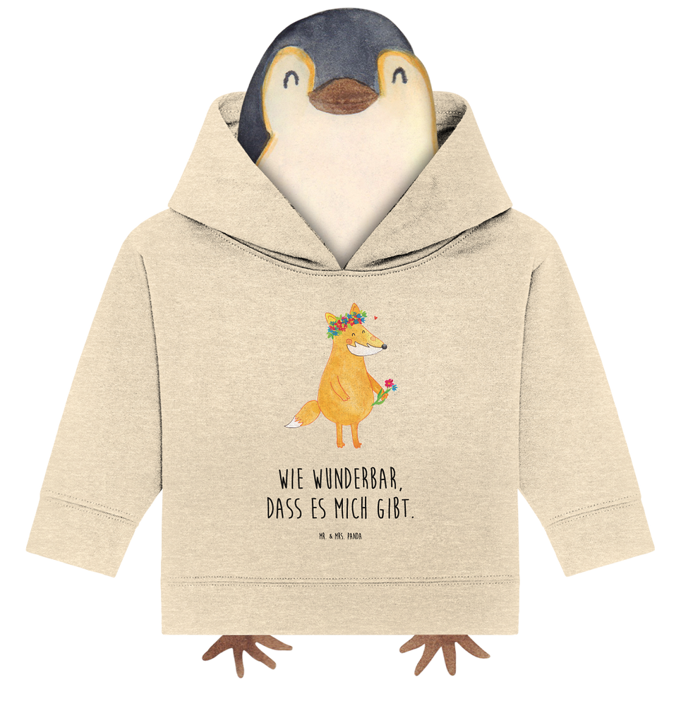 Organic Baby Hoodie Fuchs Blumen Baby Kapuzenshirt, Baby Kapuzensweatshirt, Baby Hoodie, Baby Pullover, Fuchs, Füchse, Fox, Liebe, Freundin, Fuchsmädchen, Blumenmädchen, Freundinnen, Liebesbeweis, Blume, Blumen, Motivation, Freude, ich, mich, Selbstliebe