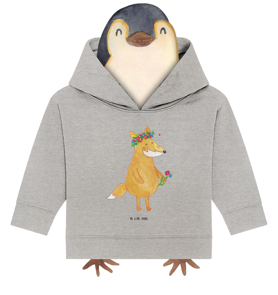 Organic Baby Hoodie Fuchs Blumen Baby Kapuzenshirt, Baby Kapuzensweatshirt, Baby Hoodie, Baby Pullover, Fuchs, Füchse, Fox, Liebe, Freundin, Fuchsmädchen, Blumenmädchen, Freundinnen, Liebesbeweis, Blume, Blumen, Motivation, Freude, ich, mich, Selbstliebe