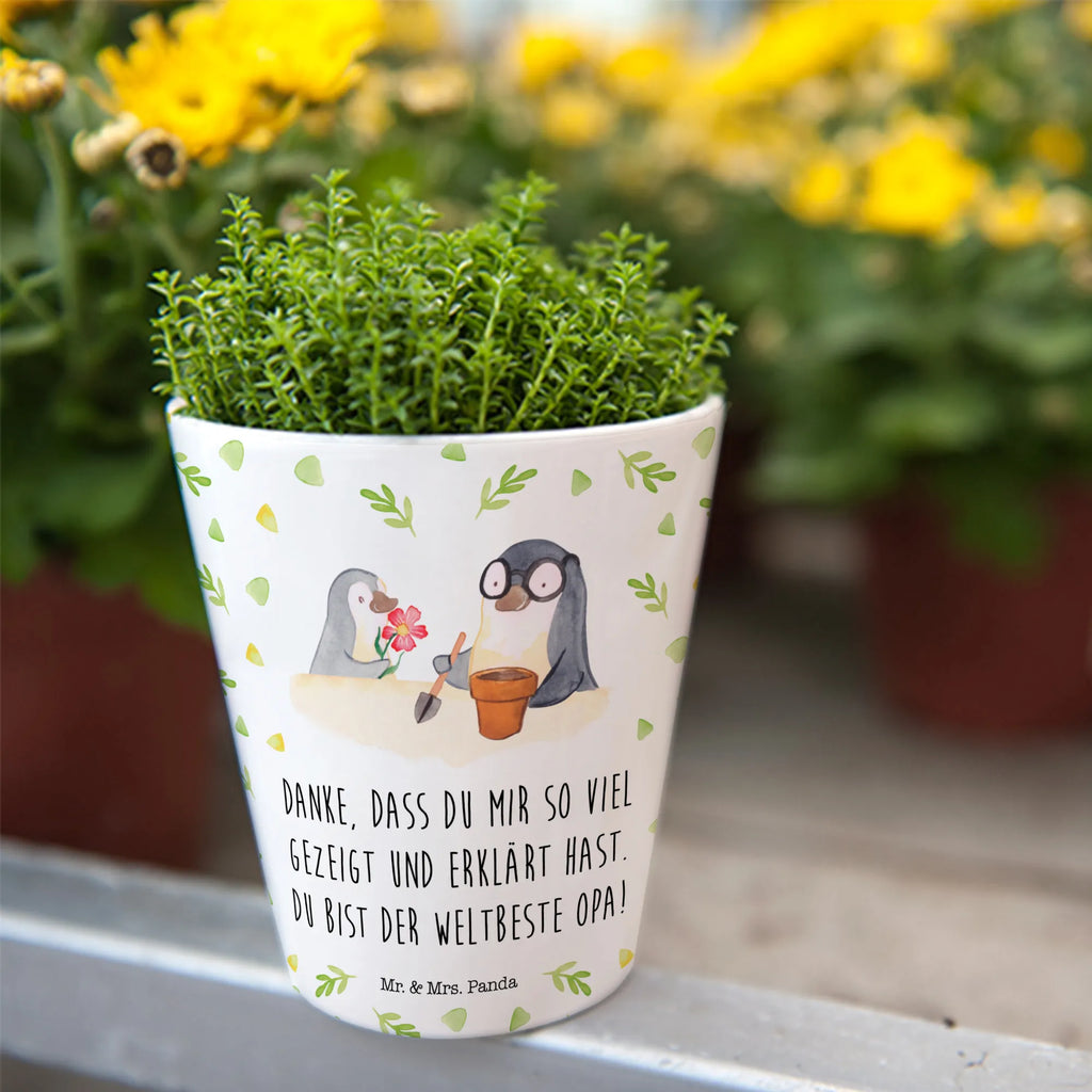 Blumentopf Pinguin Opa Blumen pflanzen Übertopf, Pflanztopf, Keramiktopf, Kräutertopf, Topf, Familie, Vatertag, Muttertag, Bruder, Schwester, Mama, Papa, Oma, Opa, Großvater, Opi, bester Opa, Lieblingsopa