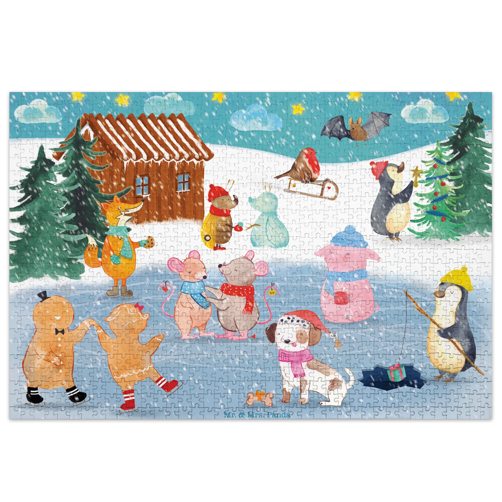 1500 Teile Puzzle Schlittschuhspaß Puzzle 1500, puzzeln, Legespiel, Puzzlespiel, Winter, Weihnachten, Weihnachtsdeko, Nikolaus, Advent, Heiligabend, Wintermotiv