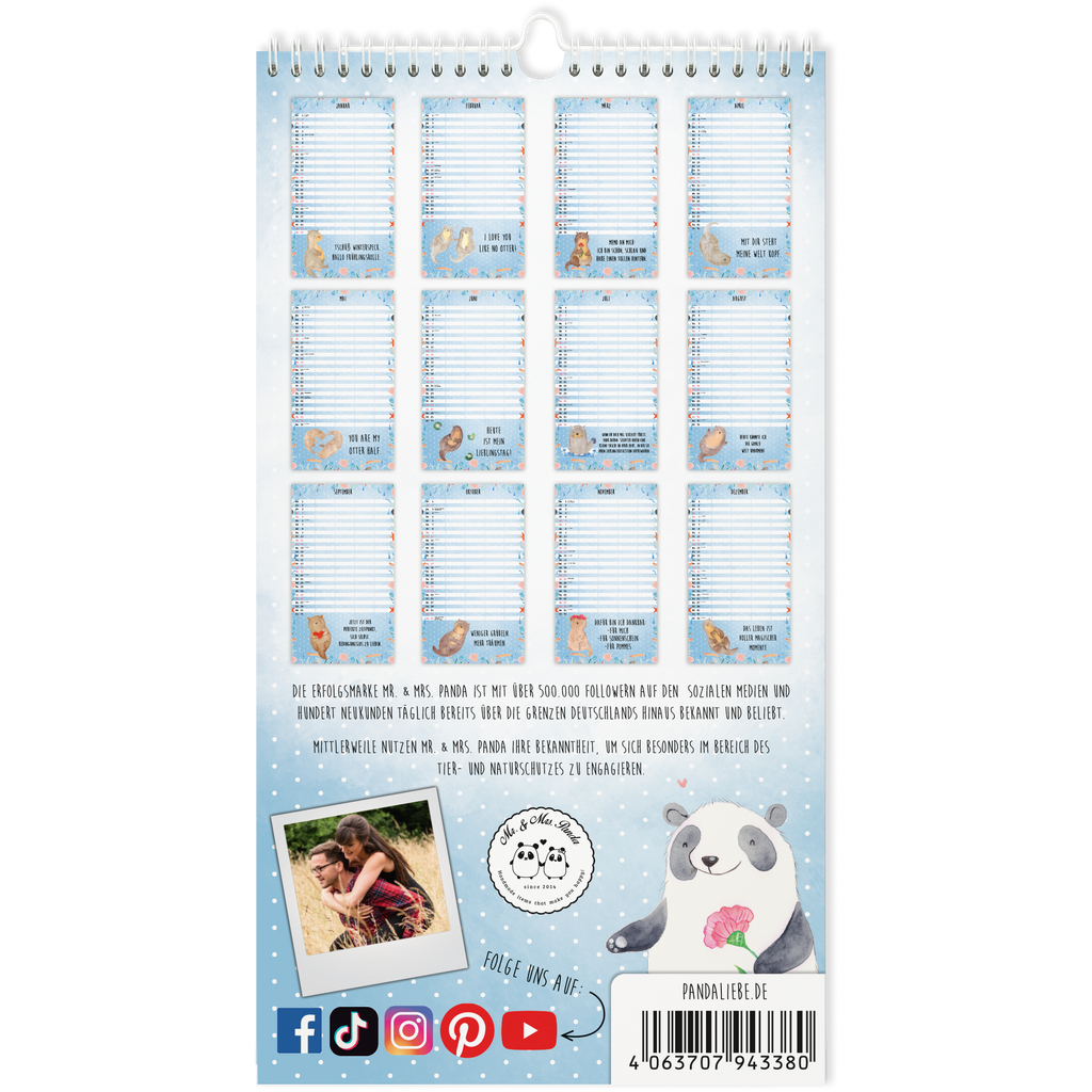 Familienkalender 2025 Otter Collection Familienplaner, Kalender, Jahreskalender, Terminplaner, Kalender mit Feiertagen, Otter, Fischotter, Seeotter