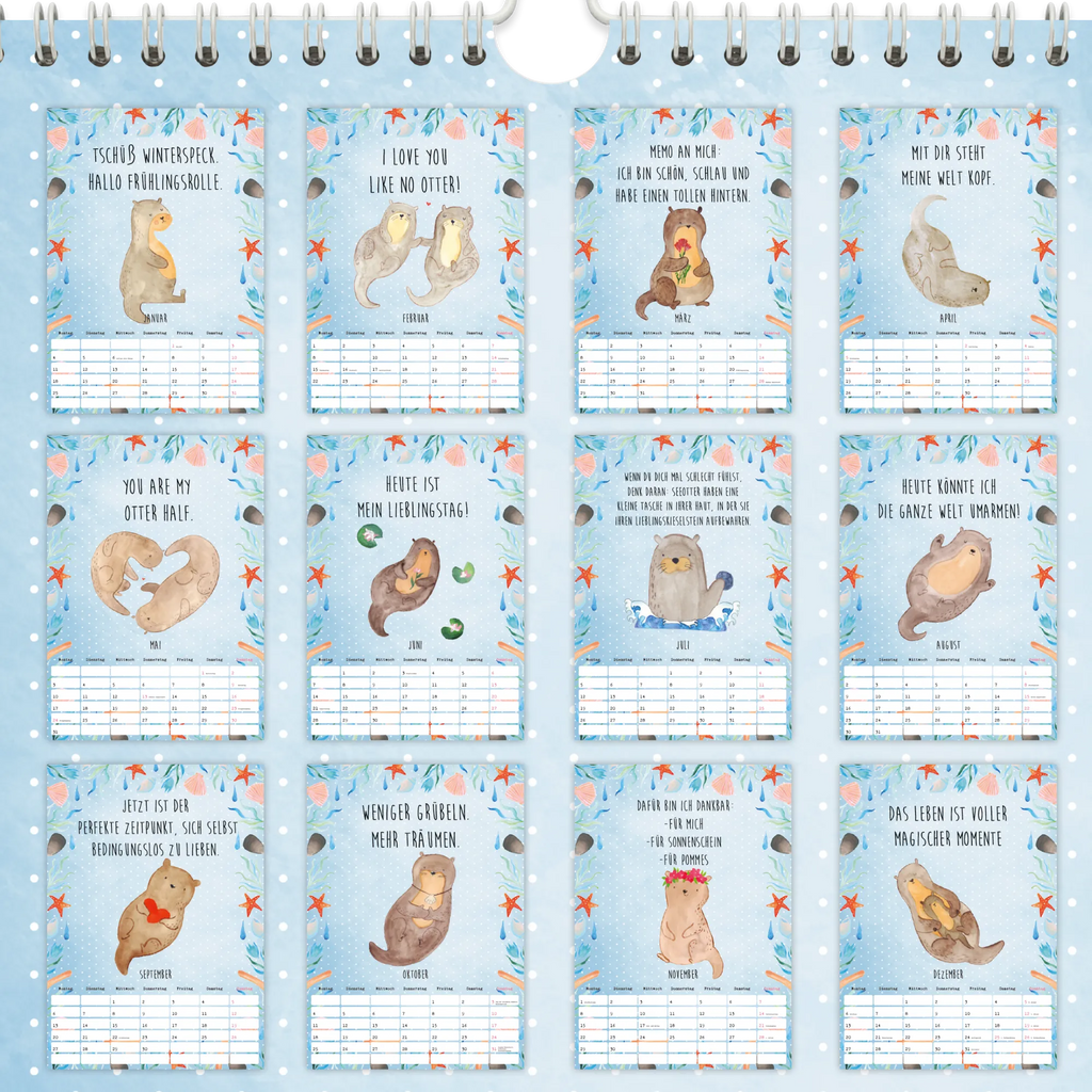 A4 Wandkalender 2025 Otter Collection Kalender, Jahreskalender, Terminplaner, Kalender mit Feiertagen, Küchenkalender, Otter, Fischotter, Seeotter