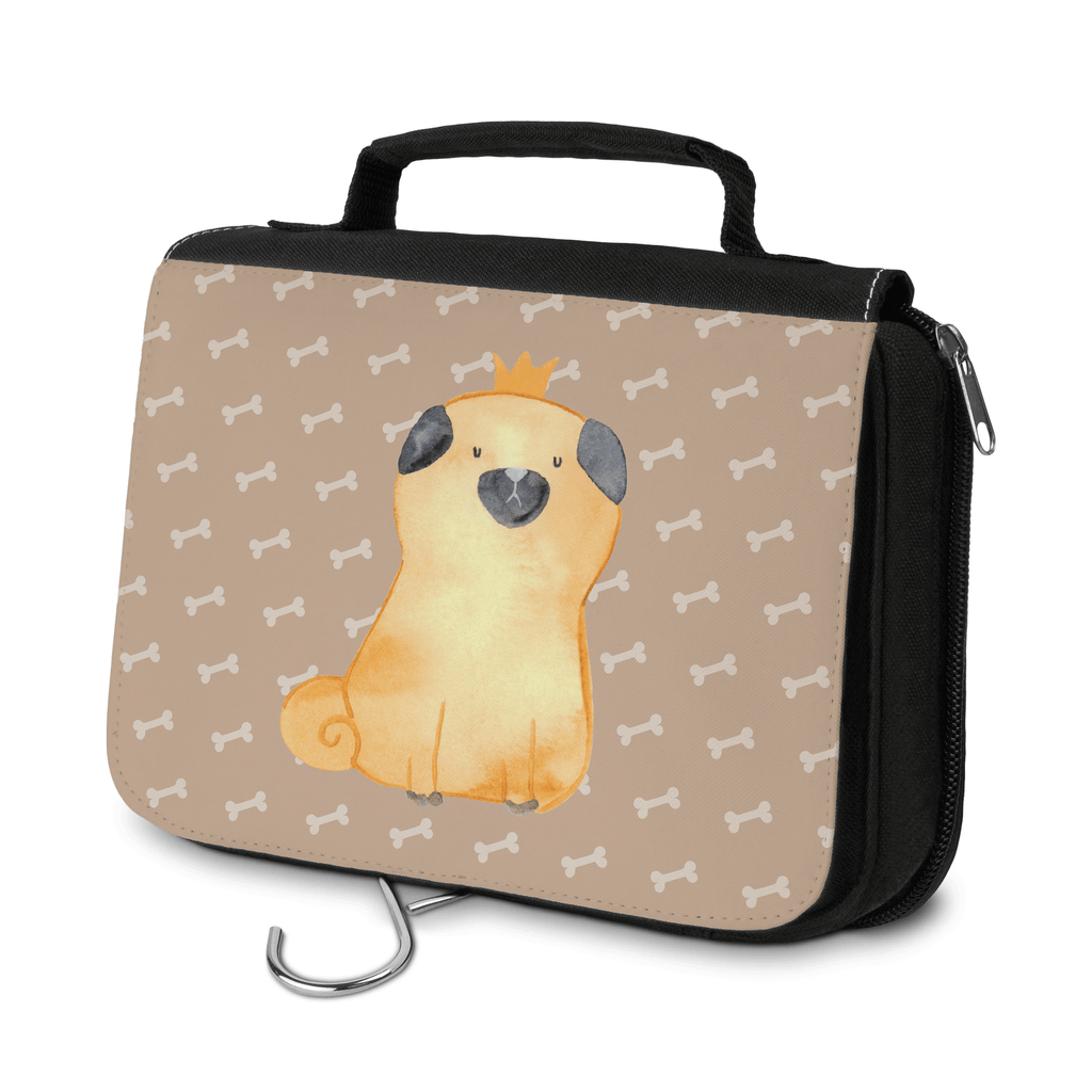 Kulturbeutel Mops Krone Kulturbeutel, Zum Aufhängen, Waschtasche, Kosmetiktasche, Damen, Herren, Aufbewahrungstasche, Schminktasche, Kosmetikbeutel, Organizer, Kulturtasche, Schminkutensil, Hund, Hundemotiv, Haustier, Hunderasse, Tierliebhaber, Hundebesitzer, Sprüche, Mops, allergisch, kinderlos, Hausregel, Hundebesitzer. Spruch, lustig