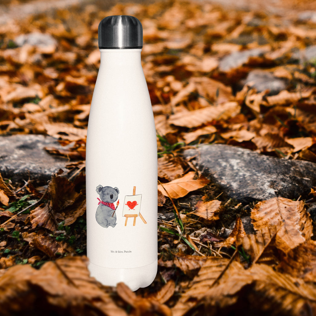 Thermosflasche Koala Künstler Isolierflasche, Thermoflasche, Trinkflasche, Thermos, Edelstahl, Koala, Koalabär, Liebe, Liebensbeweis, Liebesgeschenk, Gefühle, Künstler, zeichnen