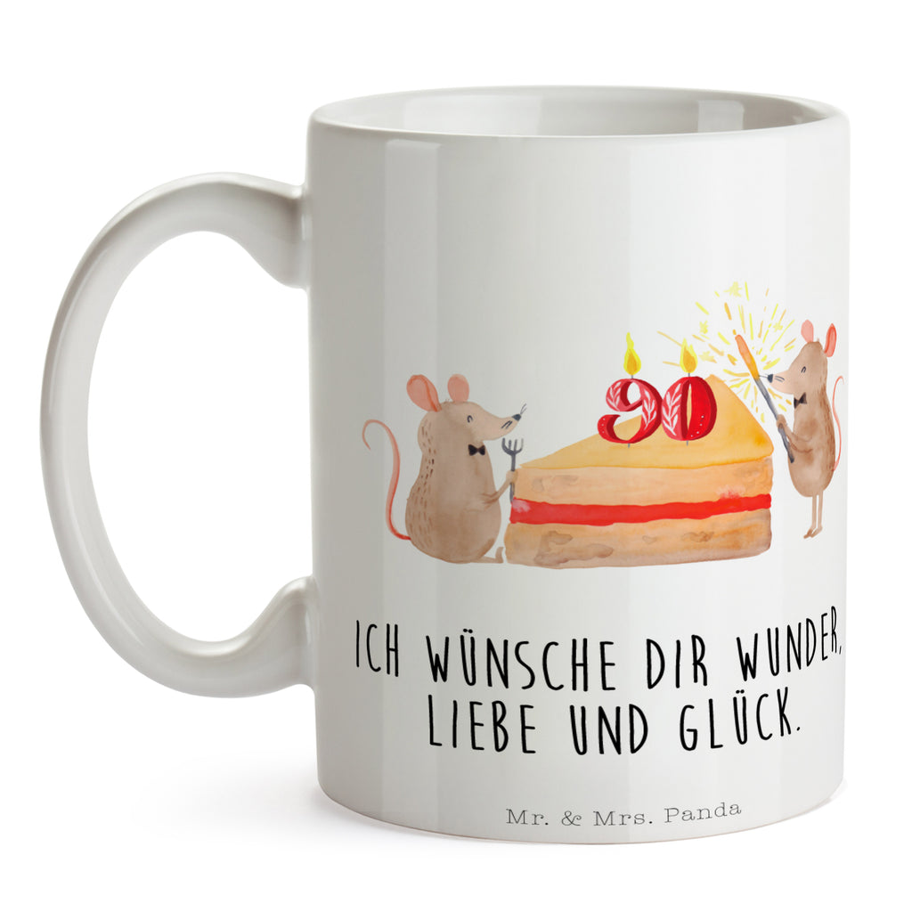 Tasse 90. Geburtstag Mäuse Kuchen Tasse, Kaffeetasse, Teetasse, Becher, Kaffeebecher, Teebecher, Keramiktasse, Porzellantasse, Büro Tasse, Geschenk Tasse, Tasse Sprüche, Tasse Motive, Kaffeetassen, Tasse bedrucken, Designer Tasse, Cappuccino Tassen, Schöne Teetassen, Geburtstag, Geburtstagsgeschenk, Geschenk, Maus, Geburtstage, Happy Birthday, Geburtstagsfeier