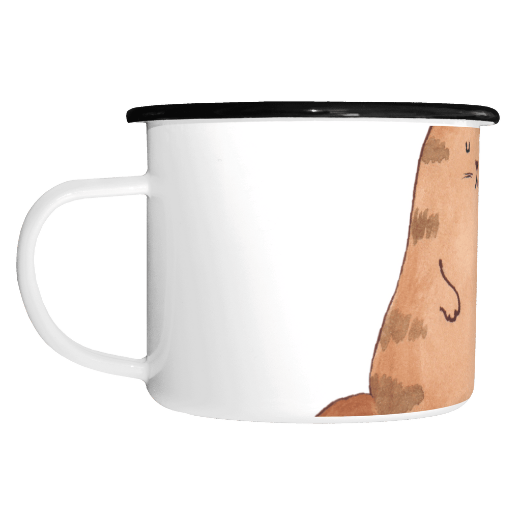 XL Emaille Tasse Katze Wasserglas