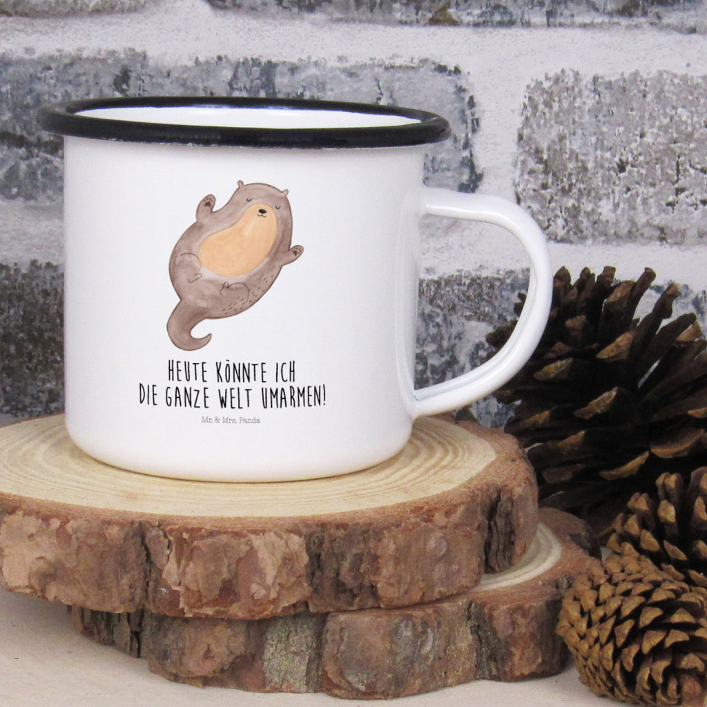 XL Emaille Tasse Otter Umarmen