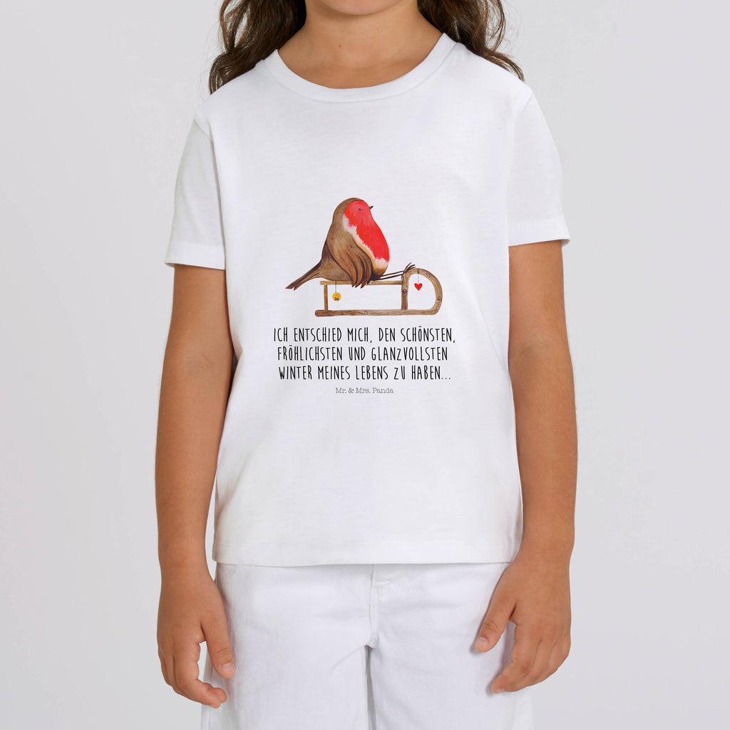 Kinder T-Shirt Rotkehlchen Schlitten