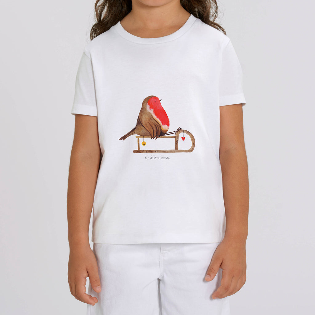 Kinder T-Shirt Rotkehlchen Schlitten