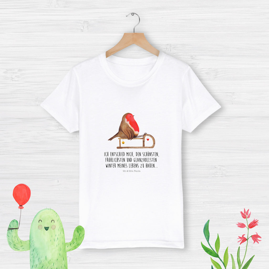 Kinder T-Shirt Rotkehlchen Schlitten