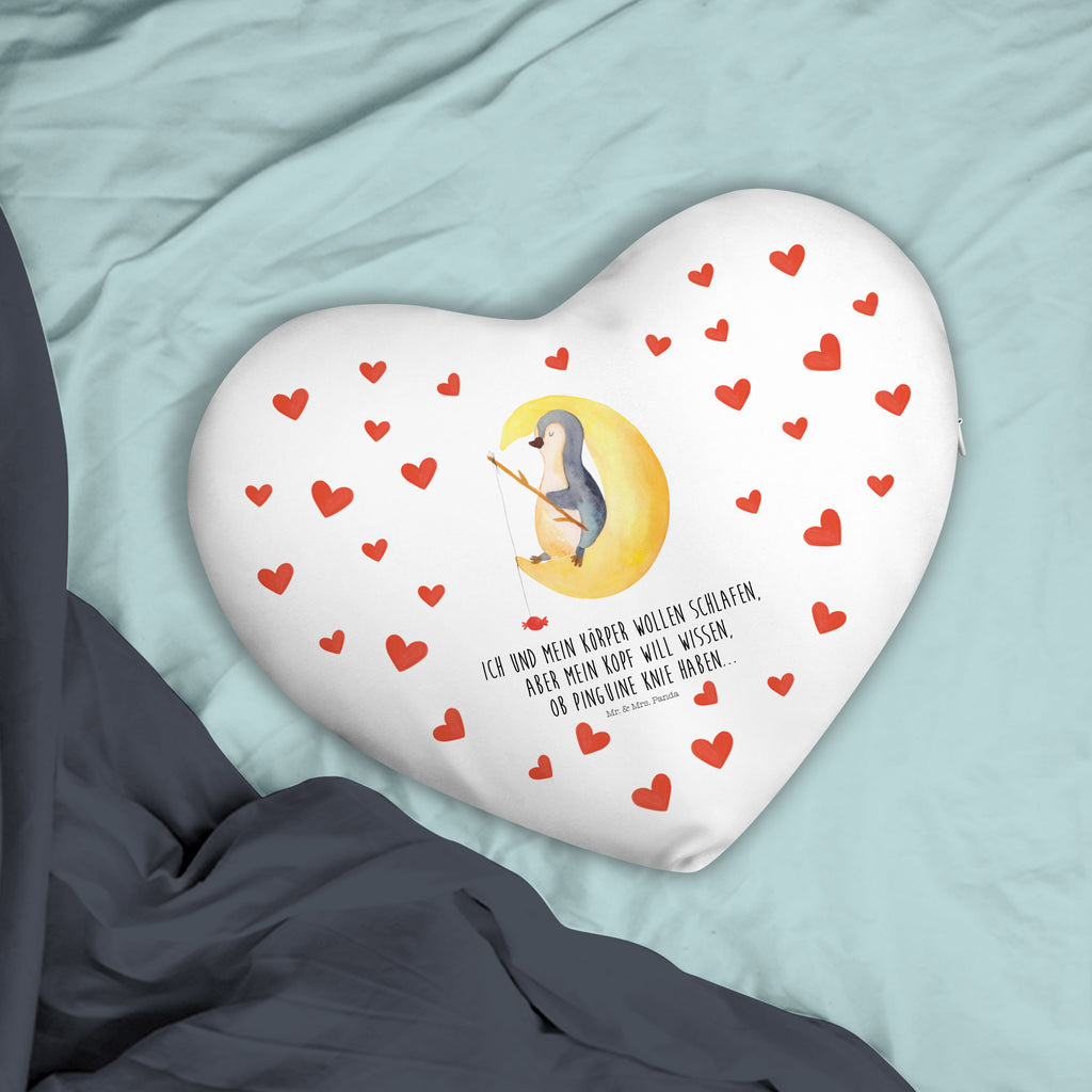 Herzkissen Pinguin Mond Kissen, Herzkissen, Herzform, Herz, Dekokissen, Pinguin, Pinguine, Spruch, schlafen, Nachtruhe, Einschlafen, Schlafzimmer, Schlafstörungen, Gästezimmer