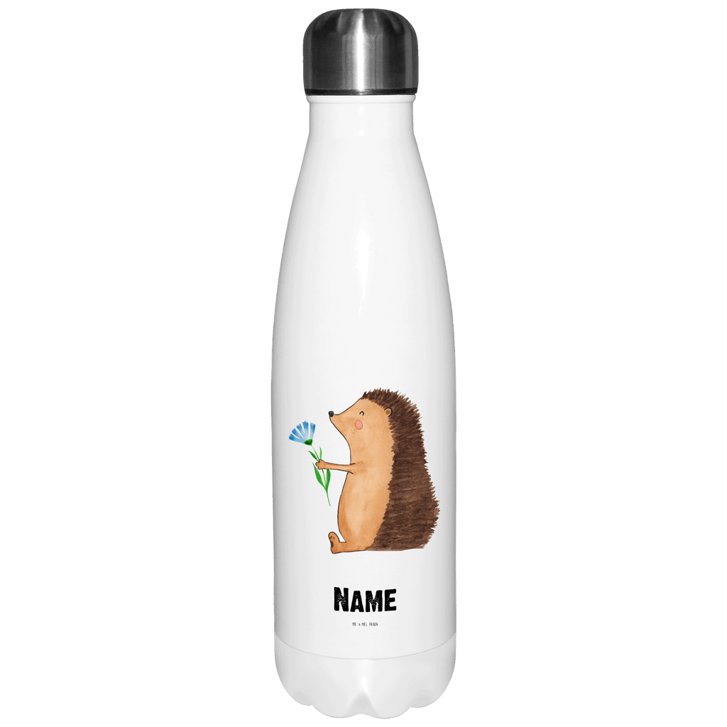 Personalisierte Thermosflasche Igel mit Blume Personalisierte Isolierflasche, Personalisierte Thermoflasche, Personalisierte Trinkflasche, Trinkflasche Mit Namen, Wunschname, Bedrucken, Namensflasche, Tiermotive, Gute Laune, lustige Sprüche, Tiere, Igel, Gute Besserung, Genesungswünsche, Krankheit, Krankenhaus, krank, Besuch