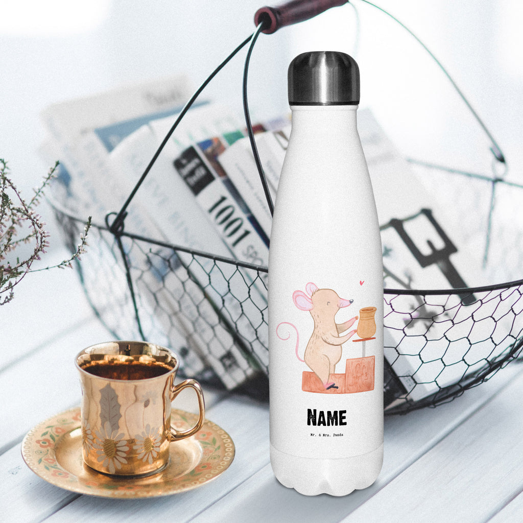 Personalisierte Thermosflasche Maus Töpfern Tage Personalisierte Isolierflasche, Personalisierte Thermoflasche, Personalisierte Trinkflasche, Trinkflasche Mit Namen, Wunschname, Bedrucken, Namensflasche, Geschenk, Sport, Sportart, Hobby, Schenken, Danke, Dankeschön, Auszeichnung, Gewinn, Sportler, Töpfern, Töpferei, Töpferkurs