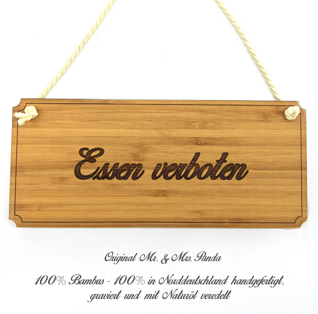 Türschild  "Essen verboten" aus Bambus Landhaus, Shabby, graviert Dekoschild, Schild, Wanddeko, Werbeschild, Holzschild, Reklameschild, Türschild, Küchenschild, Wandschild, Holztafel, Motivschild, Spruchschild  